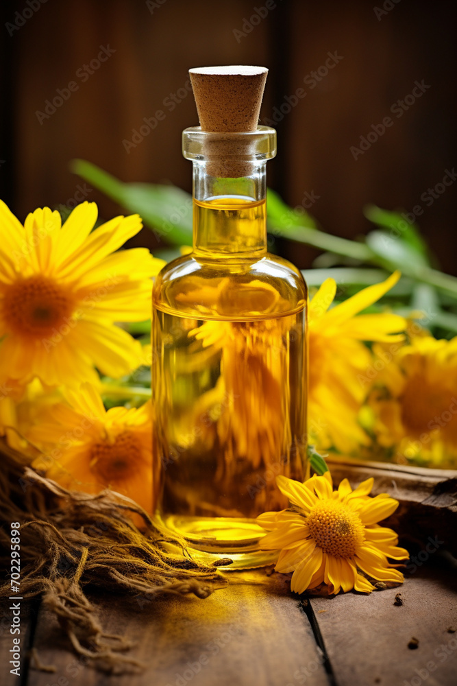 bottle, jars of arnica essential oil extract bottle, jars of arnica essential oil extract