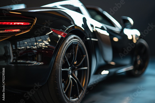 an image of a black sports car in a black background © alex