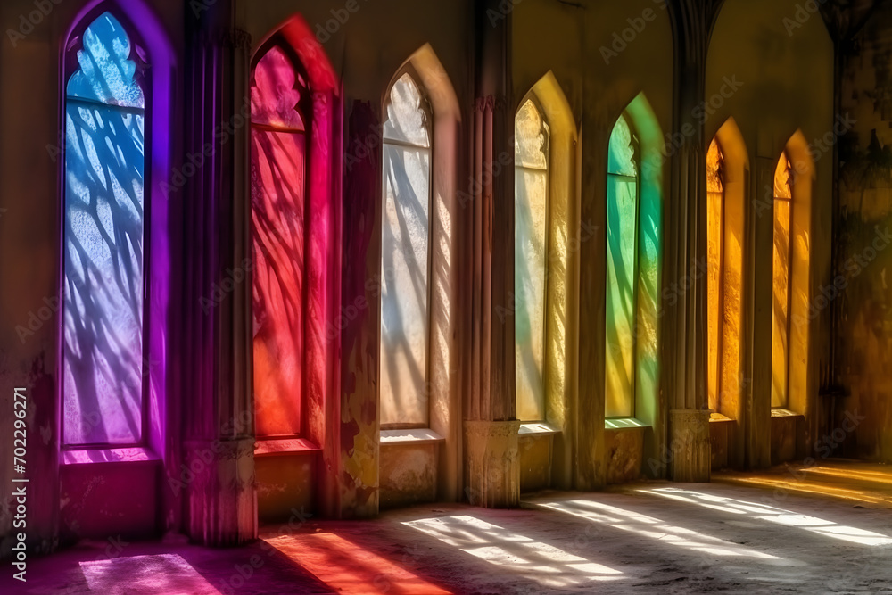 stained glass window in the chapel of the Monastery. Neural network AI generated art