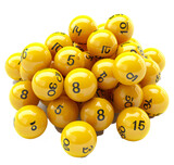 Jackpot balls with numbers to be drawn isolated on the transparent background PNG.