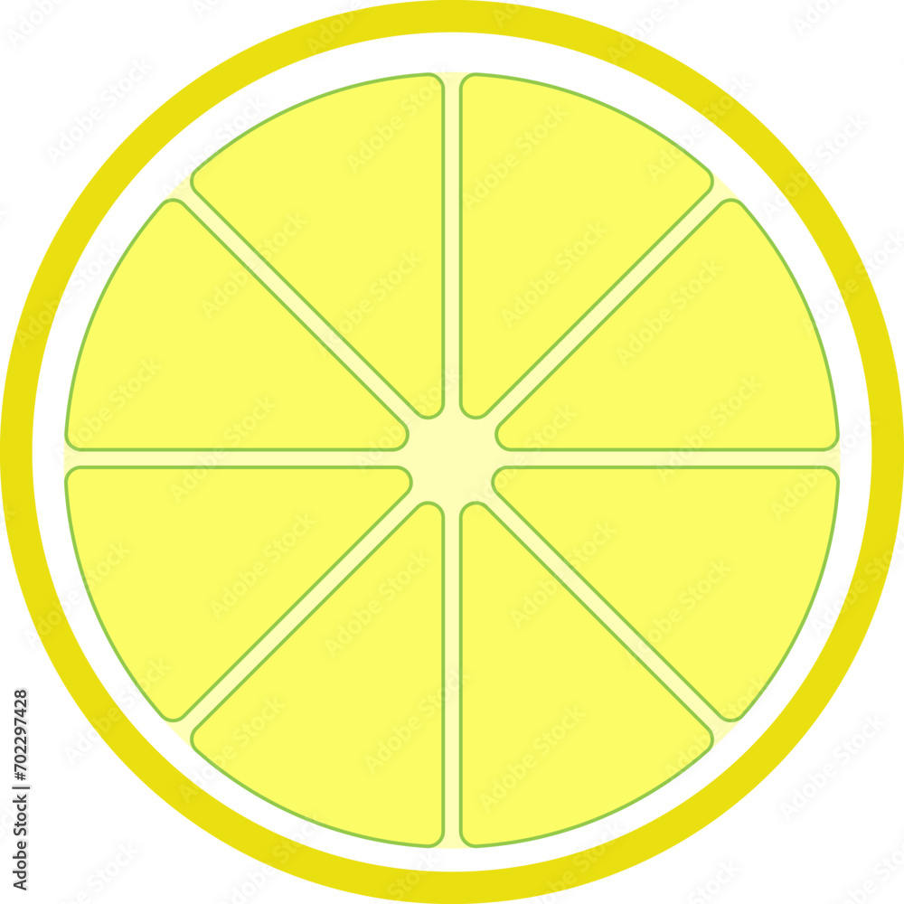 One piece of cut lemon. Vector illustration. Lemon is juicy and fresh. One piece of cut lemon. Vector illustration. Lemon is juicy and fresh.