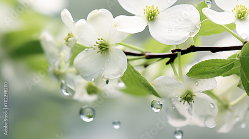 of an apple blossom in water drops