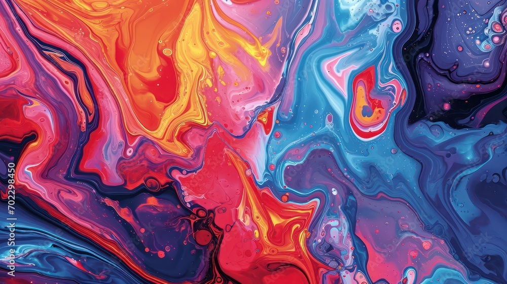 Bright and vibrant seamless pattern created with the abstract liquid marble technique, showcasing colorful fluidity.
