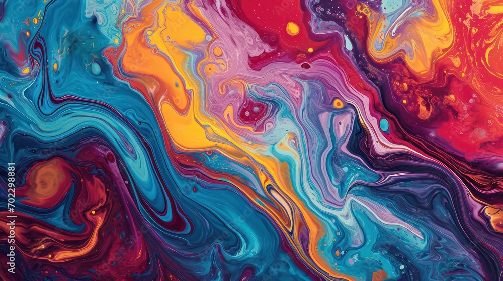 A seamless design with abstract colorful fluidity, employing the liquid marble technique in a bright color palette.
