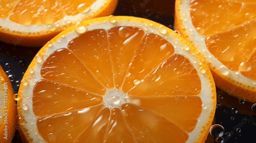 of an orange in water drops of an orange in water drops