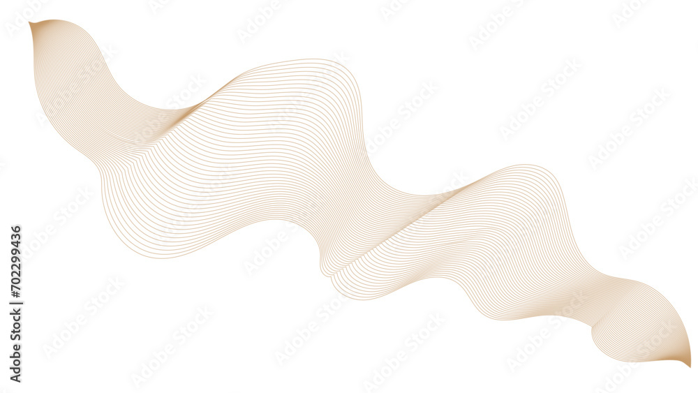 Abstract vector wavy lines flowing smooth curve gold gradient color on transparent background. Elegant white background with gold gradient waves. Abstract design element. Abstract vector wavy lines flowing smooth curve gold gradient color on transparent background. Elegant white background with gold gradient waves. Abstract design element.