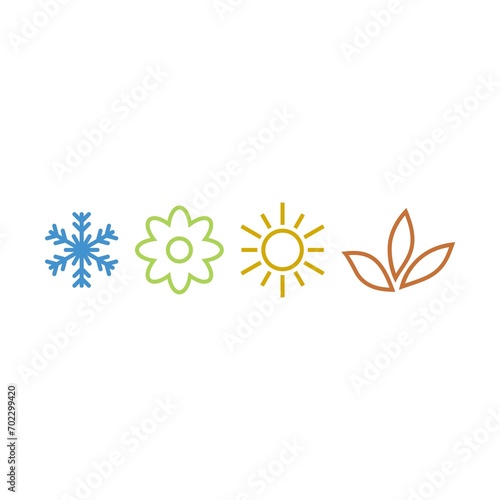 Four seasons icon set isolated on white background