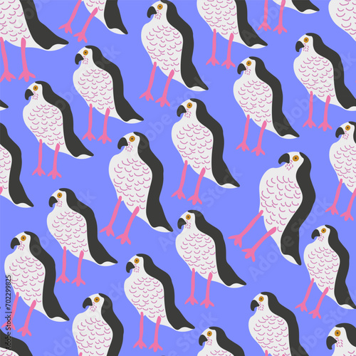 seamless pattern with song hawk vector. wild animal in flat style. Template for poster logo icon for app website. Series of animal images in flat style