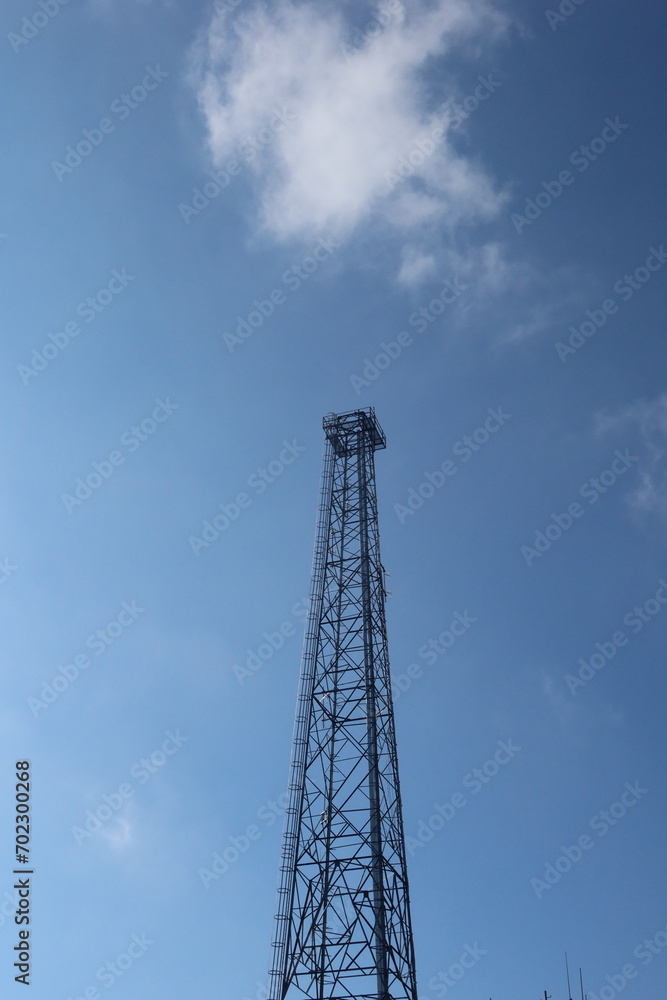 telecommunication tower cable in the Peak, Hong Kong in a good weather blue sky