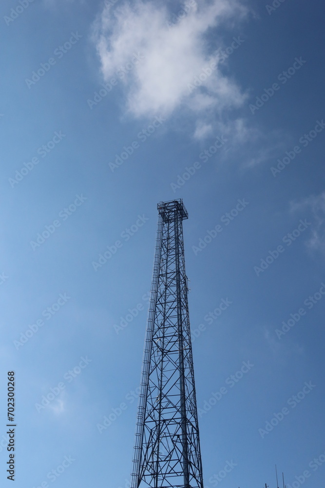 telecommunication tower cable in the Peak, Hong Kong in a good weather blue sky telecommunication tower cable in the Peak, Hong Kong in a good weather blue sky