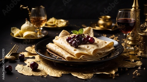 Pancakes with berry.  Maslenitsa holiday