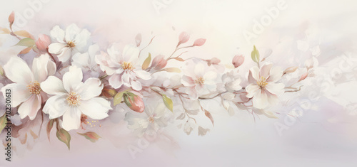 Sakura blooming pink spring blossom floral branch nature cherry background flower petal background © VICHIZH