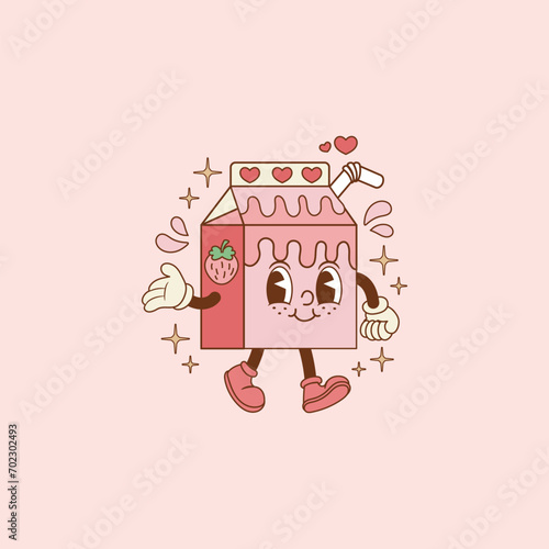 retro illustration of a strawberry juice box