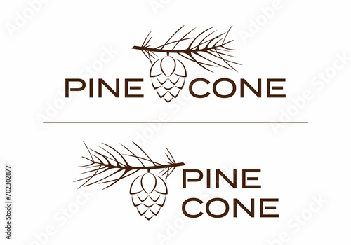 Pine cone stalk branch logo icon vector design illustration