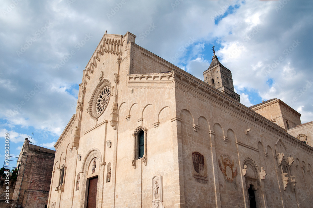 Frontage of the Cathedral Madonna della Bruna of Matera, Italy. 