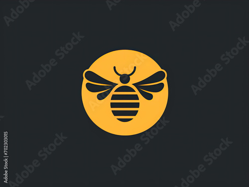 Bee yellow symbol design. Logo fly bee eazy created photo