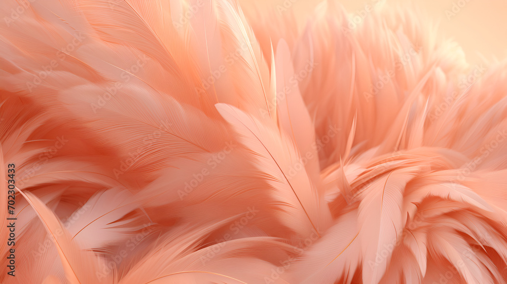 Soft apricot feathers in a delicate dance, creating a tender and warm visual texture. This image is excellent for health and beauty industries, as well as for textiles and soft goods, evoking comfort