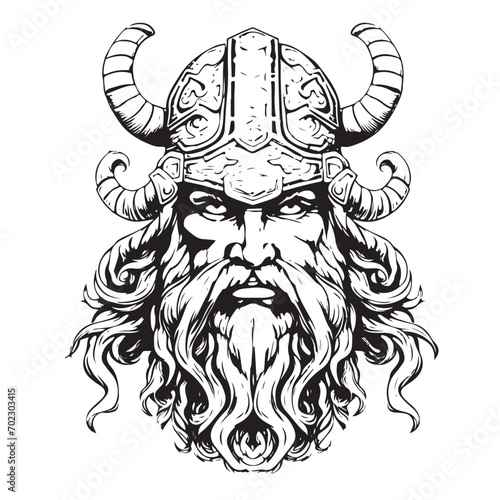 Warrior Face, Viking Head, Viking Face, Viking horn helmet warrior, Vector, Warrior face Silhouette