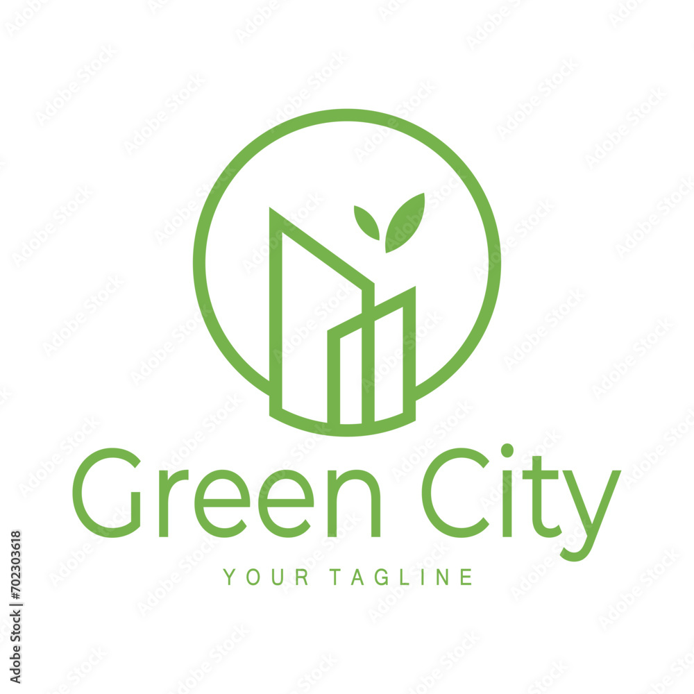 green and healthy modern city with leaf logo design for business, property, building, eco city, future city, architect, environmentally friendly green and healthy modern city with leaf logo design for business, property, building, eco city, future city, architect, environmentally friendly