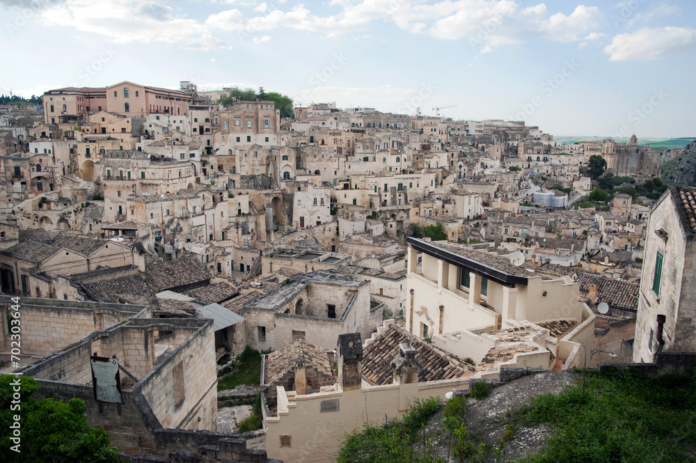 View of the old city of Matera and its Sassi. Italy.