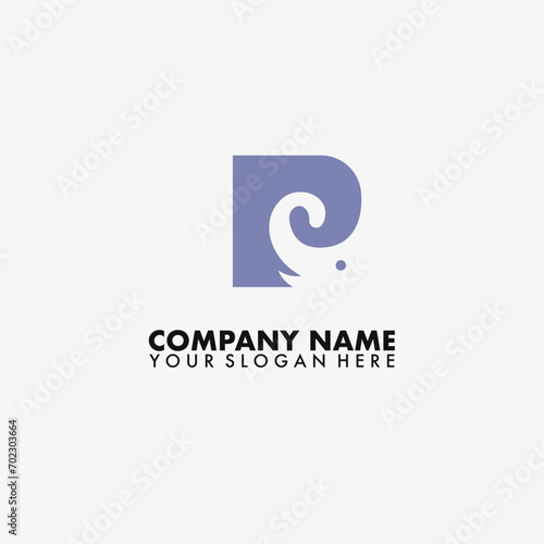 P elephant Logo vector design.