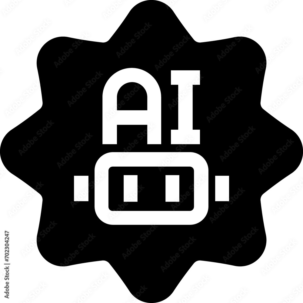 Obraz premium Artificial intelligence black icon, AI icon
