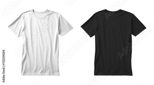 White And Black Tshirt For Mockup Isolated on Transparent Background 