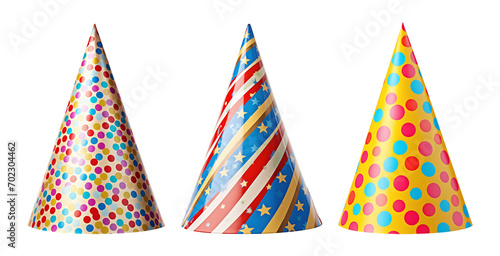 Party Hat Set Isolated on Transparent Background 