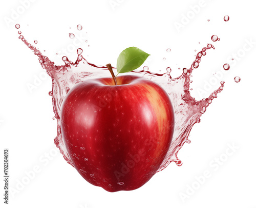 Apple With Juice Splash Isolated on Transparent Background
