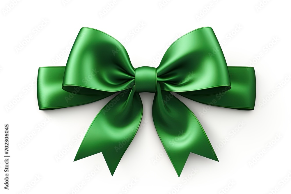 Green ribbon bow isolated on white background. Ai Generative Green ribbon bow isolated on white background. Ai Generative