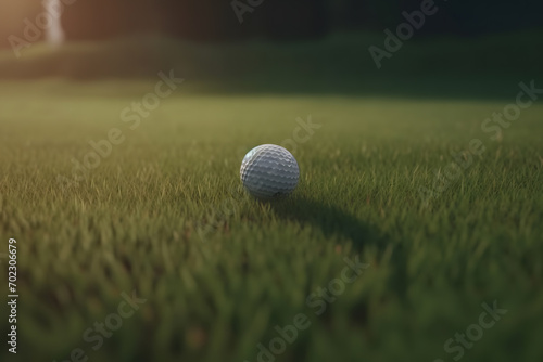 Golf ball on green grass. Neural network AI generated art