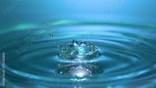 High speed shooting, close-up, water droplets, falling, rippling, rippling