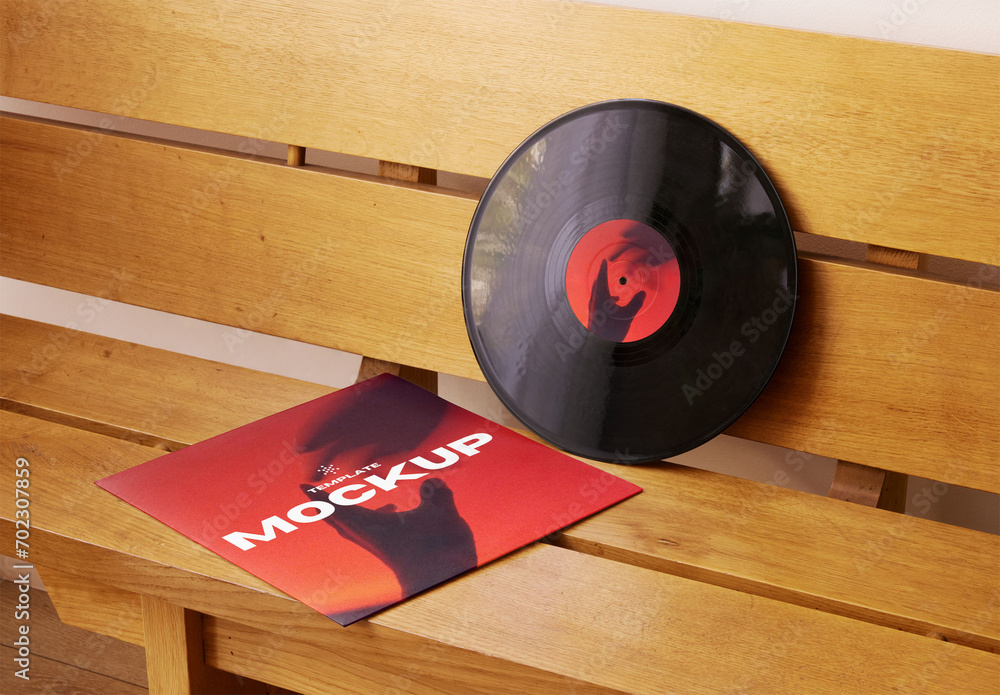 Mockup of customizable LP vinyl record album and label Stock Template ...