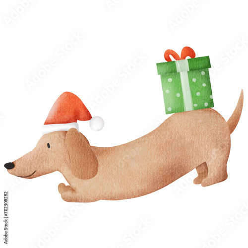 christmas dog with gifts
