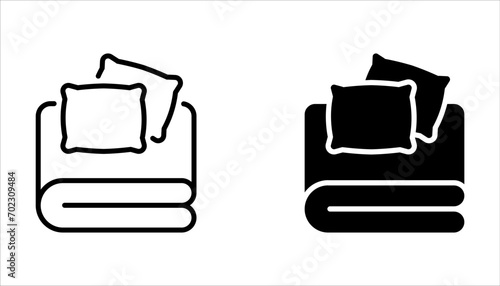 Bed linen set with pillows, bed sheet and duvet cover isolated on white background