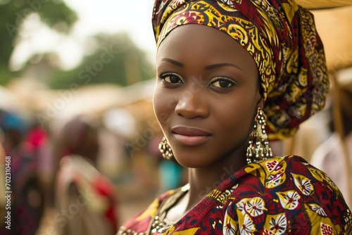 Portrait of a Young African Woman in Traditional Attire