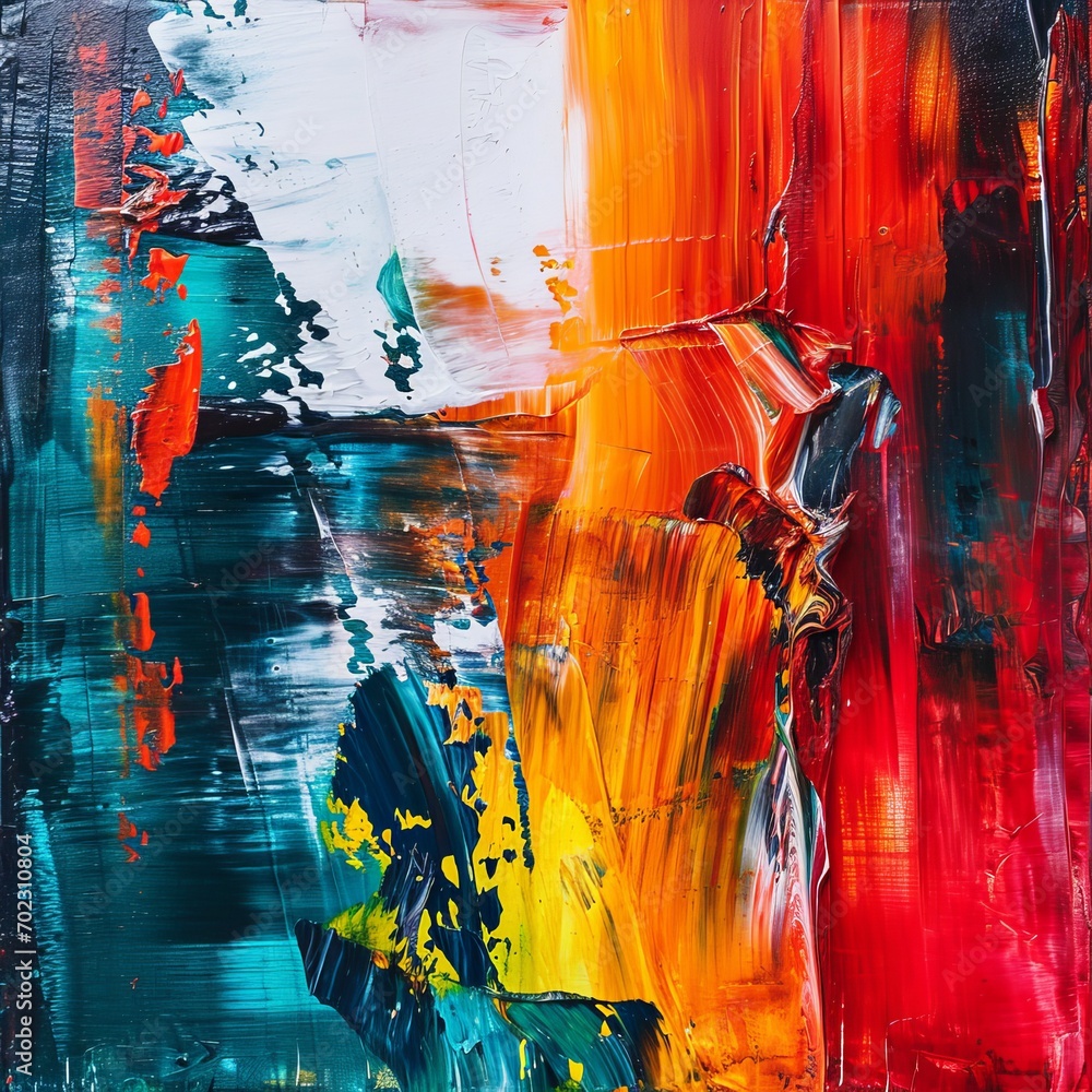 Vibrant Abstract Painting Showcasing a Rich Blend of Colors and Textures, Ideal as a Modern Art Piece for Interior Decor