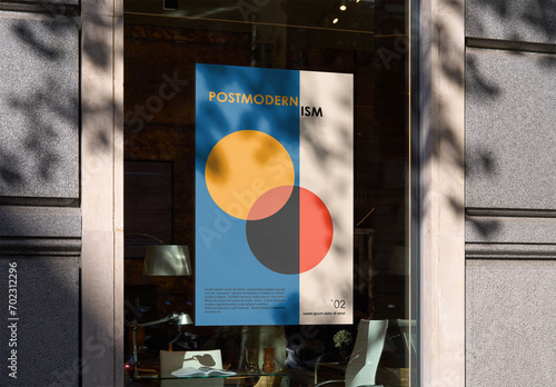 Mockup of customizable poster on shop window