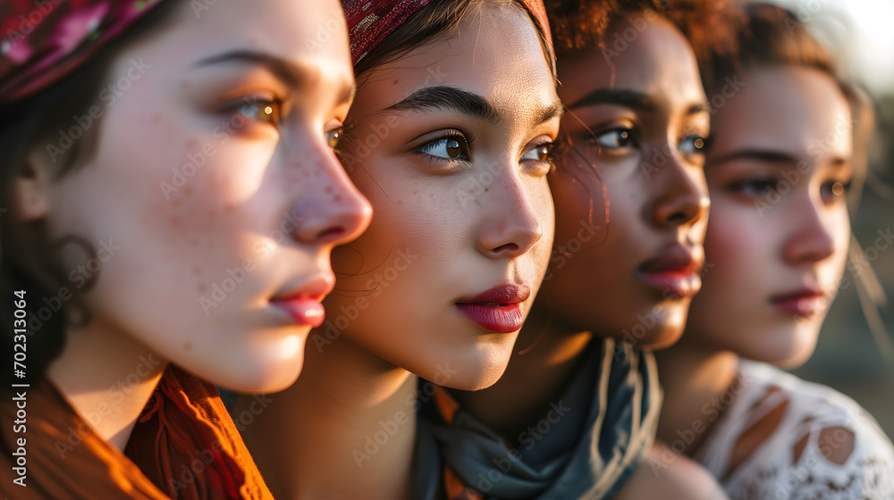 Portrait of Diverse Young Women Showcasing Multicultural Beauty Portrait of Diverse Young Women Showcasing Multicultural Beauty