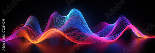 Colorful abstract 3D waves of fluid neon liquid  photo