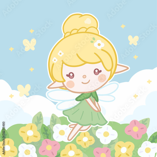 Fairy in the flower field Vectors & Illustrations