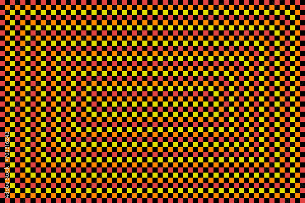 Red, orange, and yellow rectangles checkered pattern
