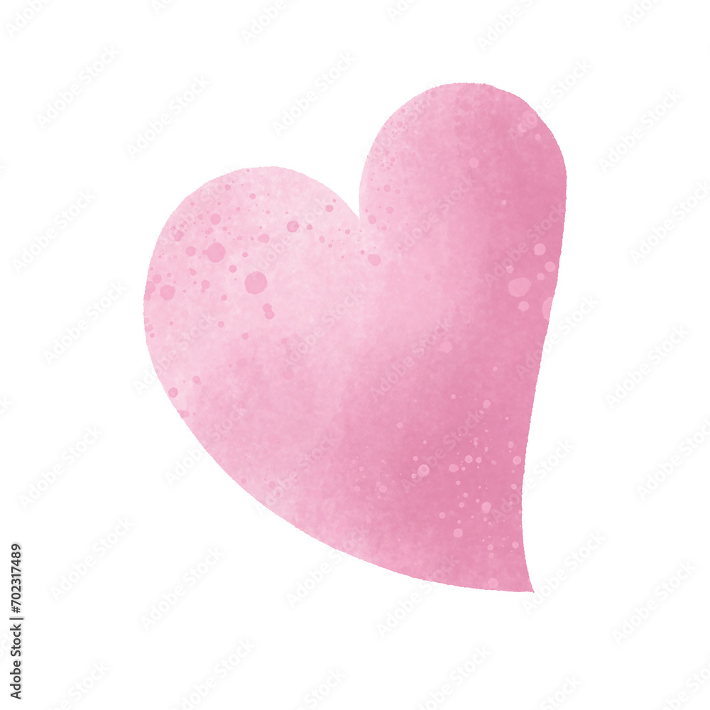Pink Heart Watercolor Hand Drawing Illustration 