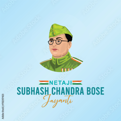 Subhas, Chandra, Bose, poster, 23rd January Vector post, story, banner, card, freedom. Netaji Subhas Chandra Bose Jayanti means Subhas Chandra Bose Birthday.
