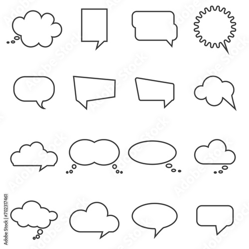 Vector set of speech cloud icons on isolated white background.