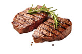 grilled beef steaks with spices on transparent background