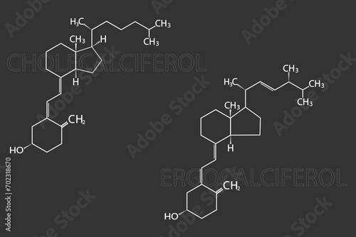 cholecalciferol and ergocalciferol molecular skeletal chemical formula