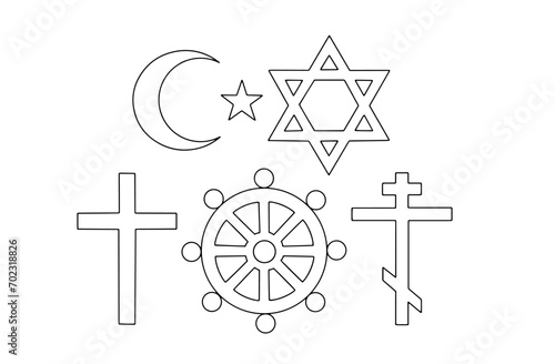 Religion. Faith. Icon. One line