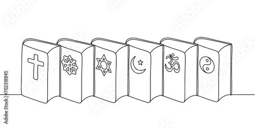Religion. Book. Bible. One line