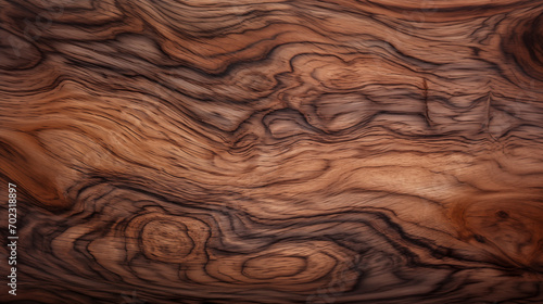 Expensive and Rare Types of Wood. Ziricote Cordia Dodecandra wood texture. Close-up photo of brown wooden textures with a wavy pattern.